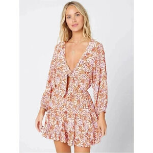 L*Space Printed Stay Golden Ditsy Floral Dress Sz M NWOT